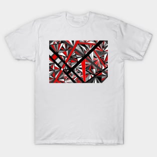 Stained Glass -- Black, White, Gray, and Red T-Shirt